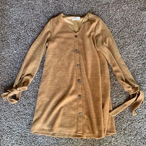 Mustard color button down long sleeve dress!